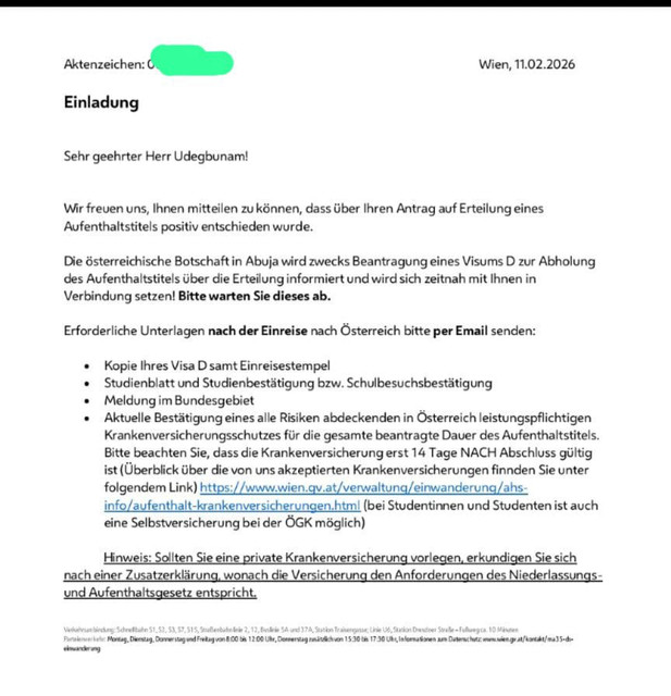 Visa approval